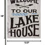 Bandera arpillera doble cara 12.5x18pulg welcome lake house