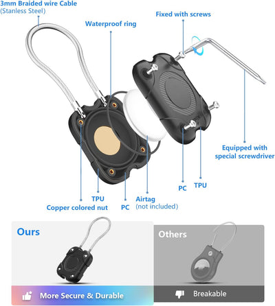Soporte AirTag impermeable IP67 con cable para llavero