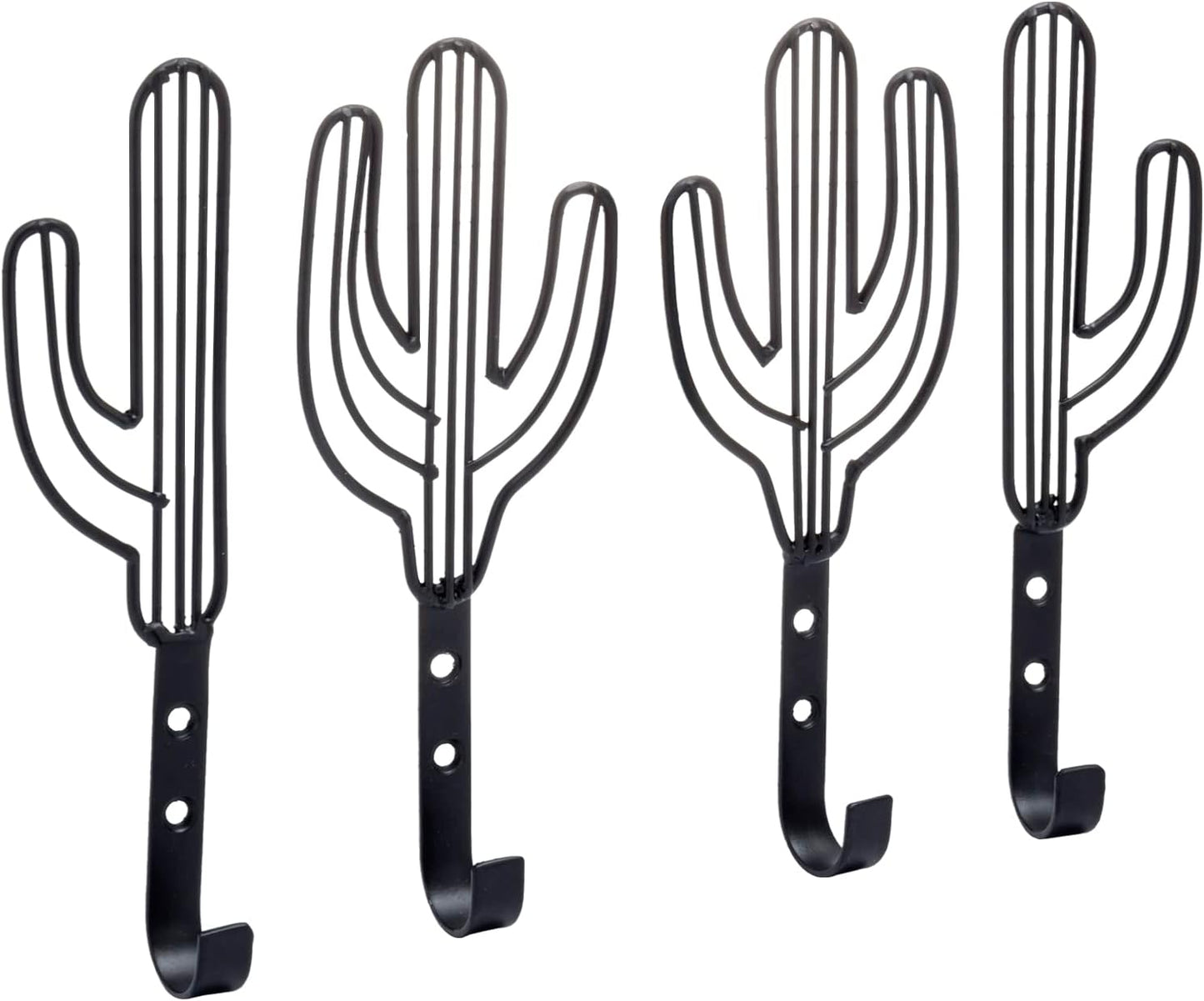 Ganchos decorativos metal negro forma cactus estilo suroeste set 4