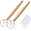 Paquete de 2 batidores de masa danesa de 13 pulgadas con raspador y agarre ergonómico de madera