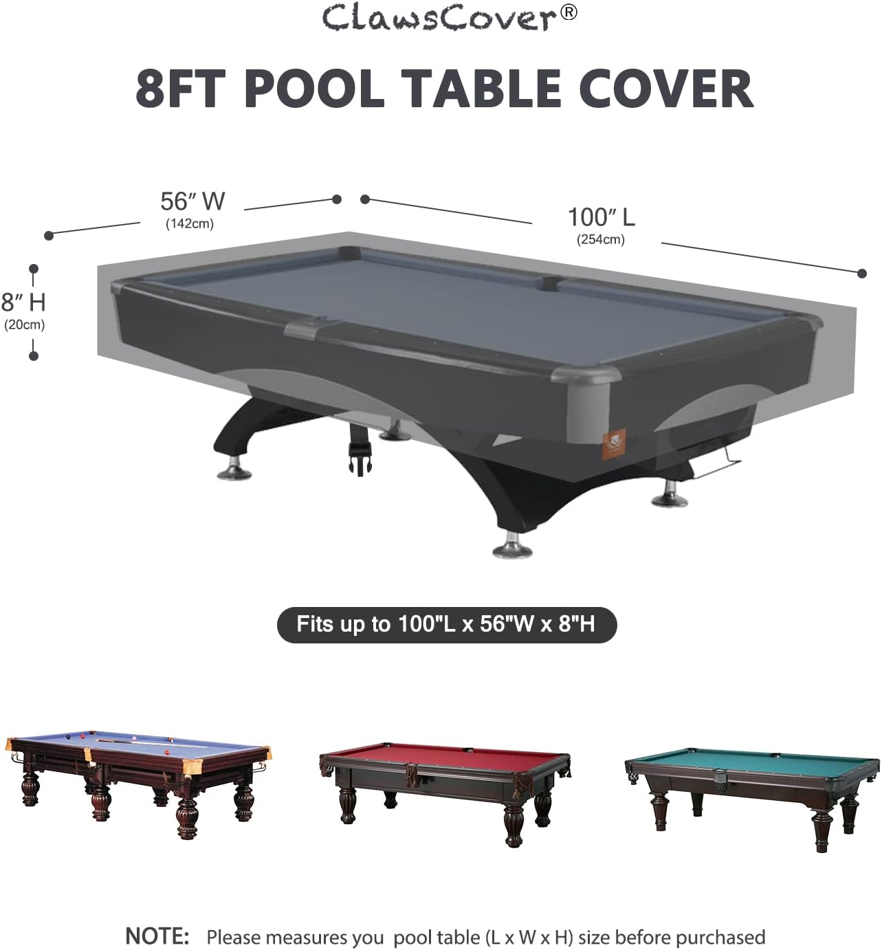 Funda mesa billar 8ft tela lona 600d impermeable resistente