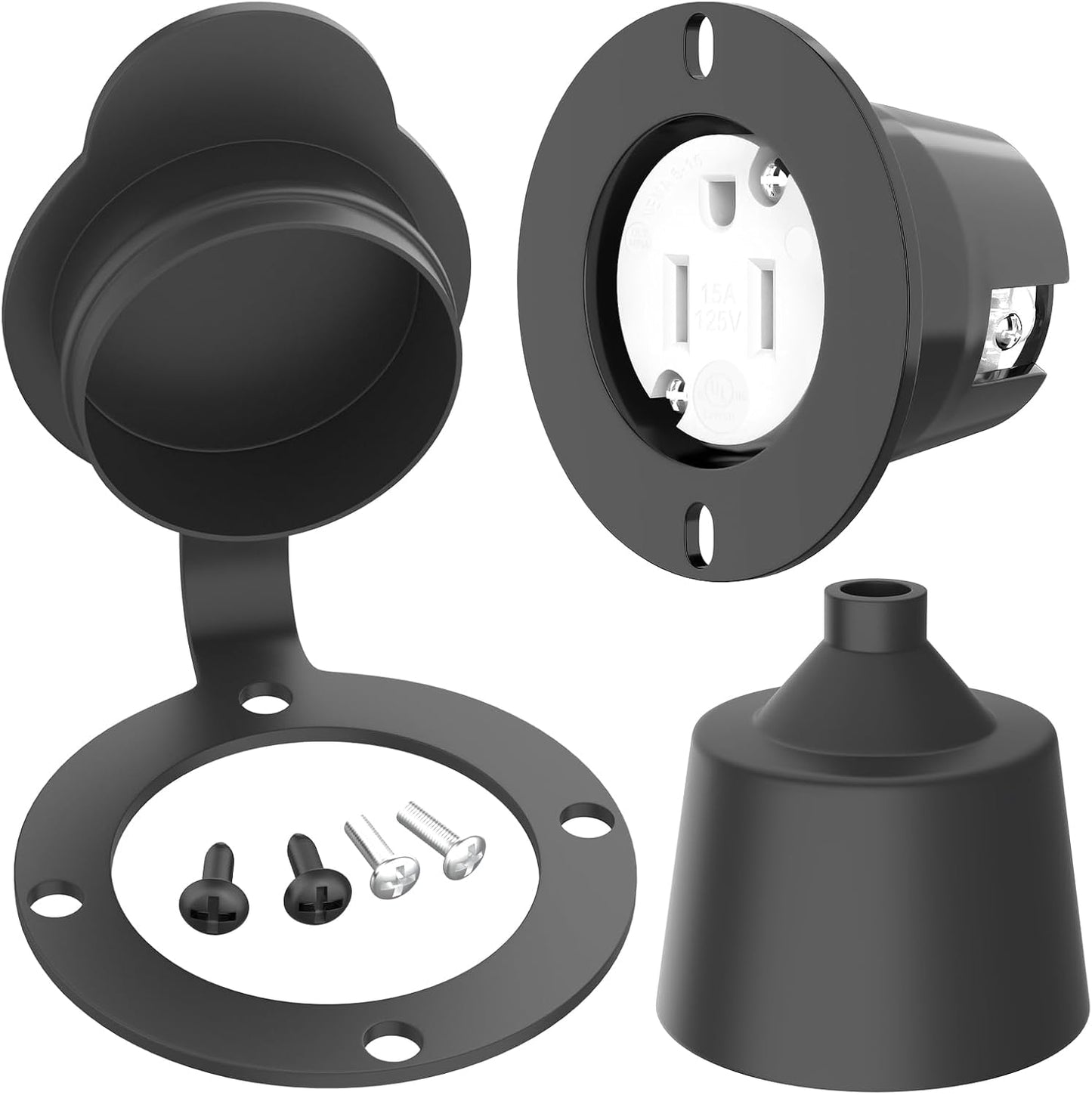 Toma corriente brida RV 15A 120V cubierta impermeable NEMA