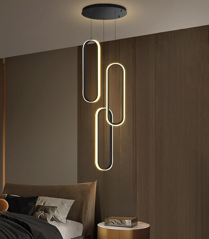 Lámpara araña LED regulable 59" sala comedor cocina negra