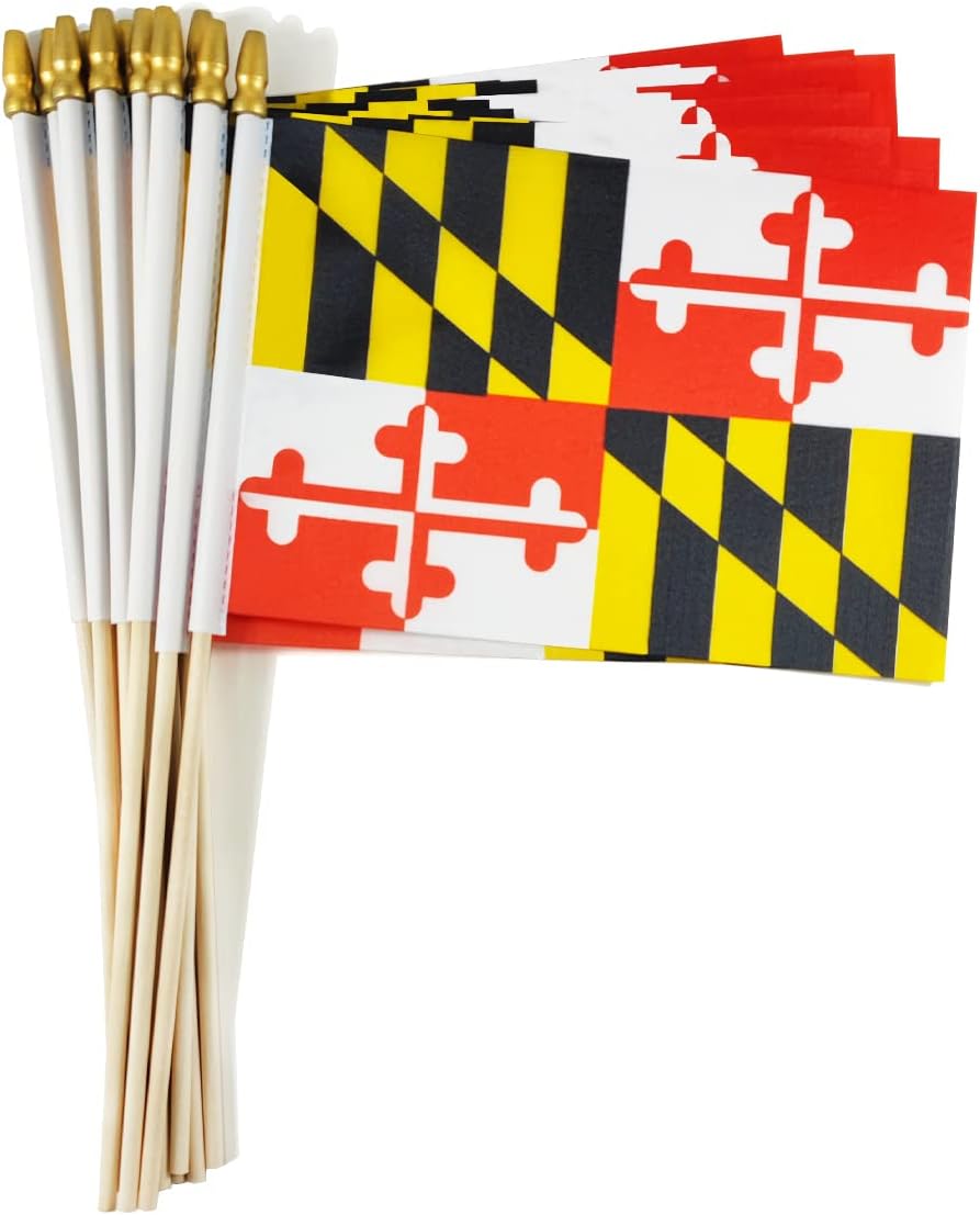 Banderas de mano Maryland poste madera 12 pzas