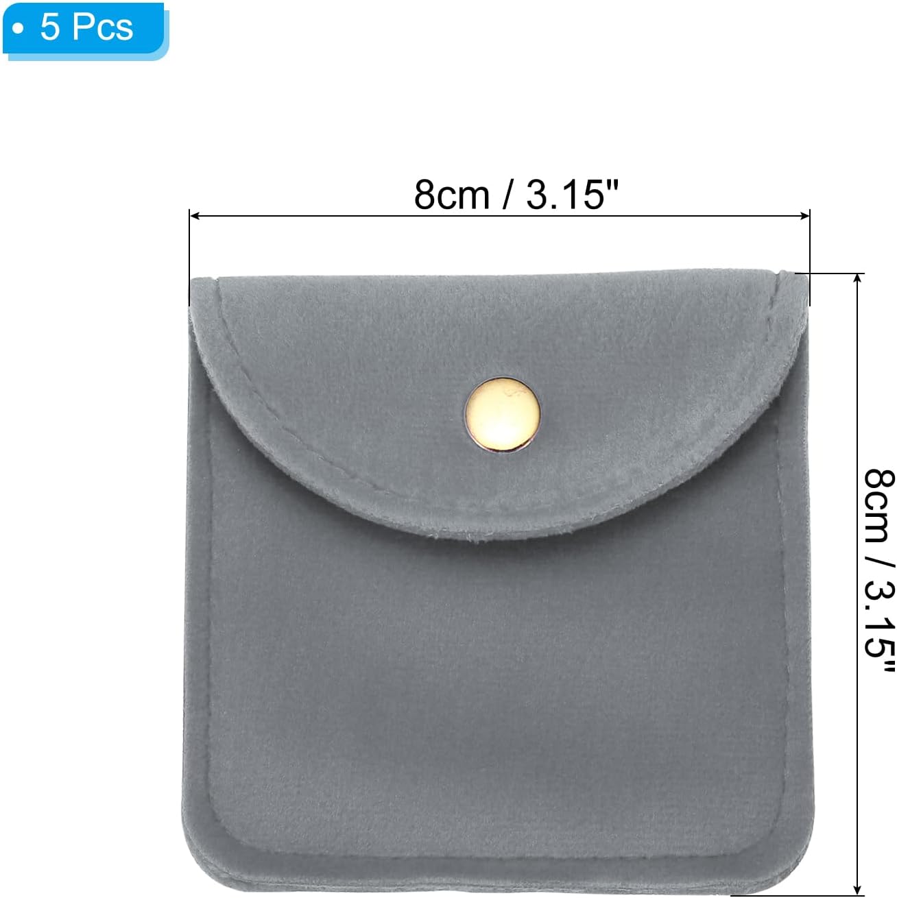 Bolsas terciopelo joyas 3.1x3.1" 5 pzas con botón