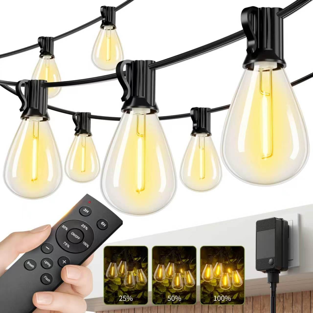 Tira luces LED exteriores 99ft control remoto 351 bombillas 2700K