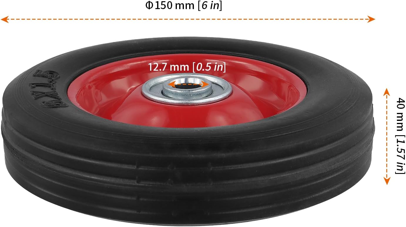 6 Neumáticos Goma 6x1.5" Agujero 1/2" Rueda Camión 176lb