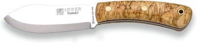 Cuchillo Nessmuk S132 hoja Sandvik 14C28N mango abedul funda cuero