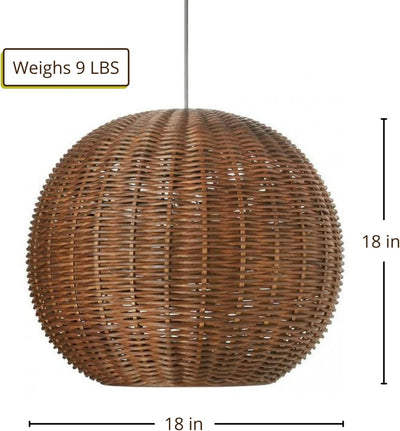 Lámpara colgante bola mimbre marrón rústico