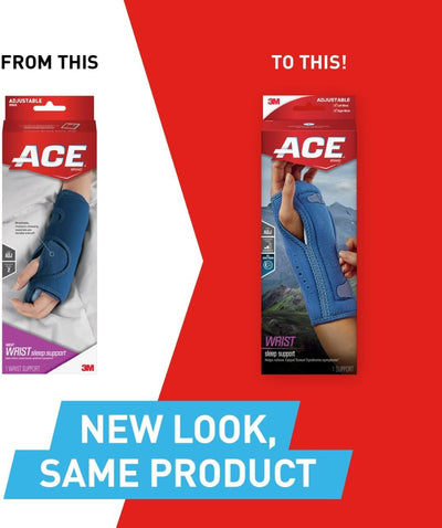 Muñequera ACE ajustable azul alivio síndrome túnel carpiano