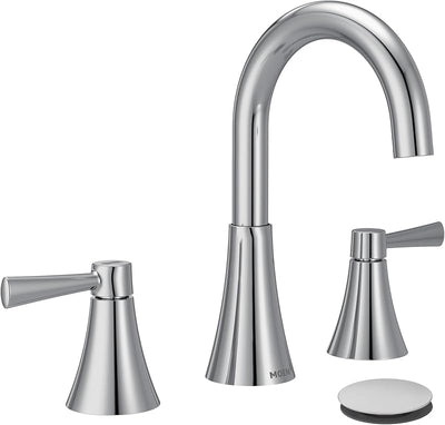 Grifo lavabo baño 2 manijas 3 agujeros cromo con kit drenaje