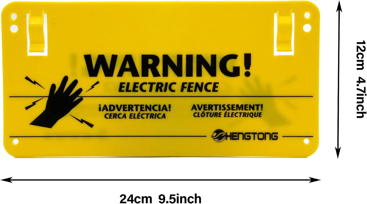 Señales plástico valla eléctrica 4uds 9.5x4.7" amarillo
