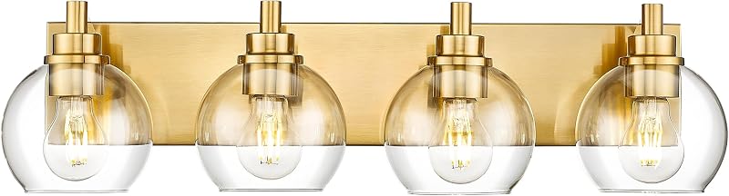Lámpara tocador 4 luces color dorado 26pulg vidrio