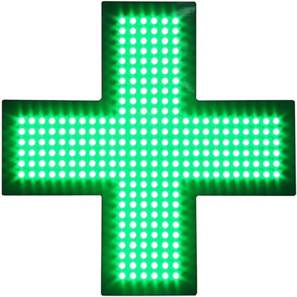 Letrero LED dispensario cruz médica pantalla verde