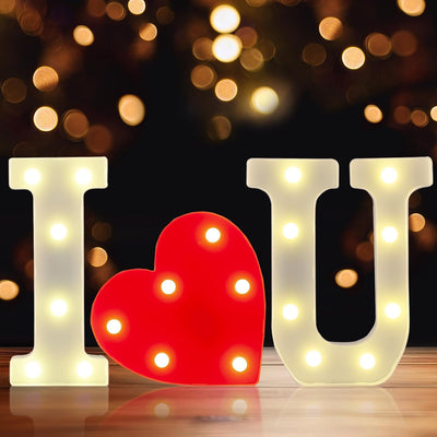 Letras LED I Love U blanco cálido batería para bodas y san valentín