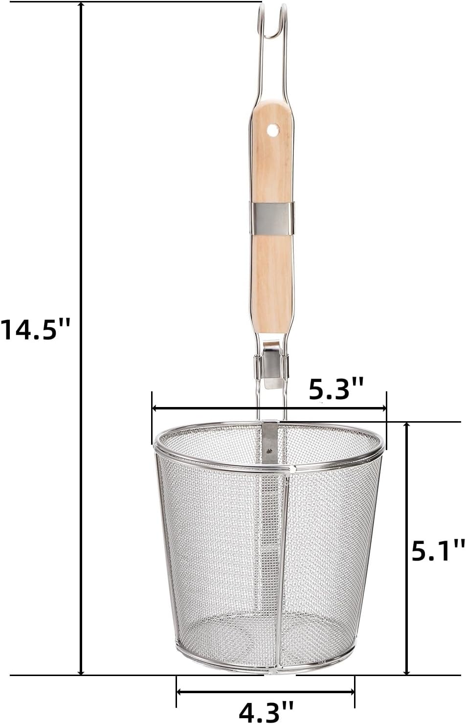 2 Pzas Colador Pasta Acero Inox Mango Madera 5.3x5.1pulg