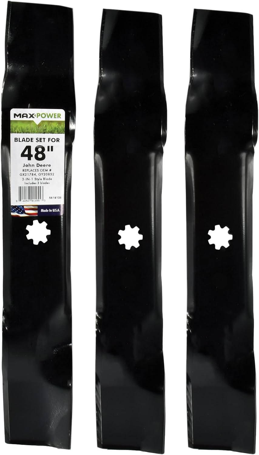 Set 3 cuchillas 3en1 para cortadora John Deere 48pulg negro