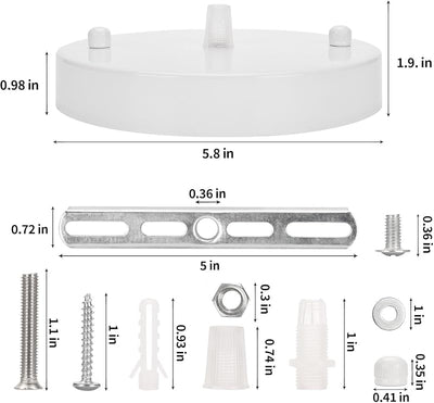 Kit toldo luz colgante 5.8pulg cubierta techo blanco
