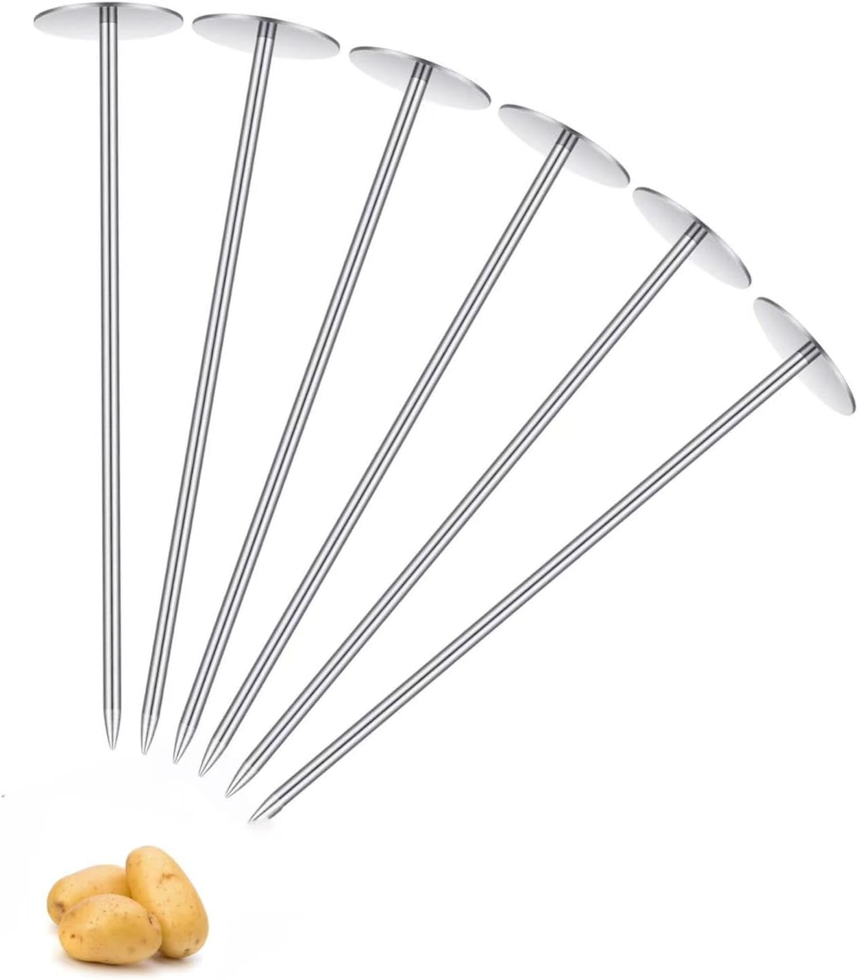 6 Pinchos Acero Inox 5.5pulg Para Hornear Patatas