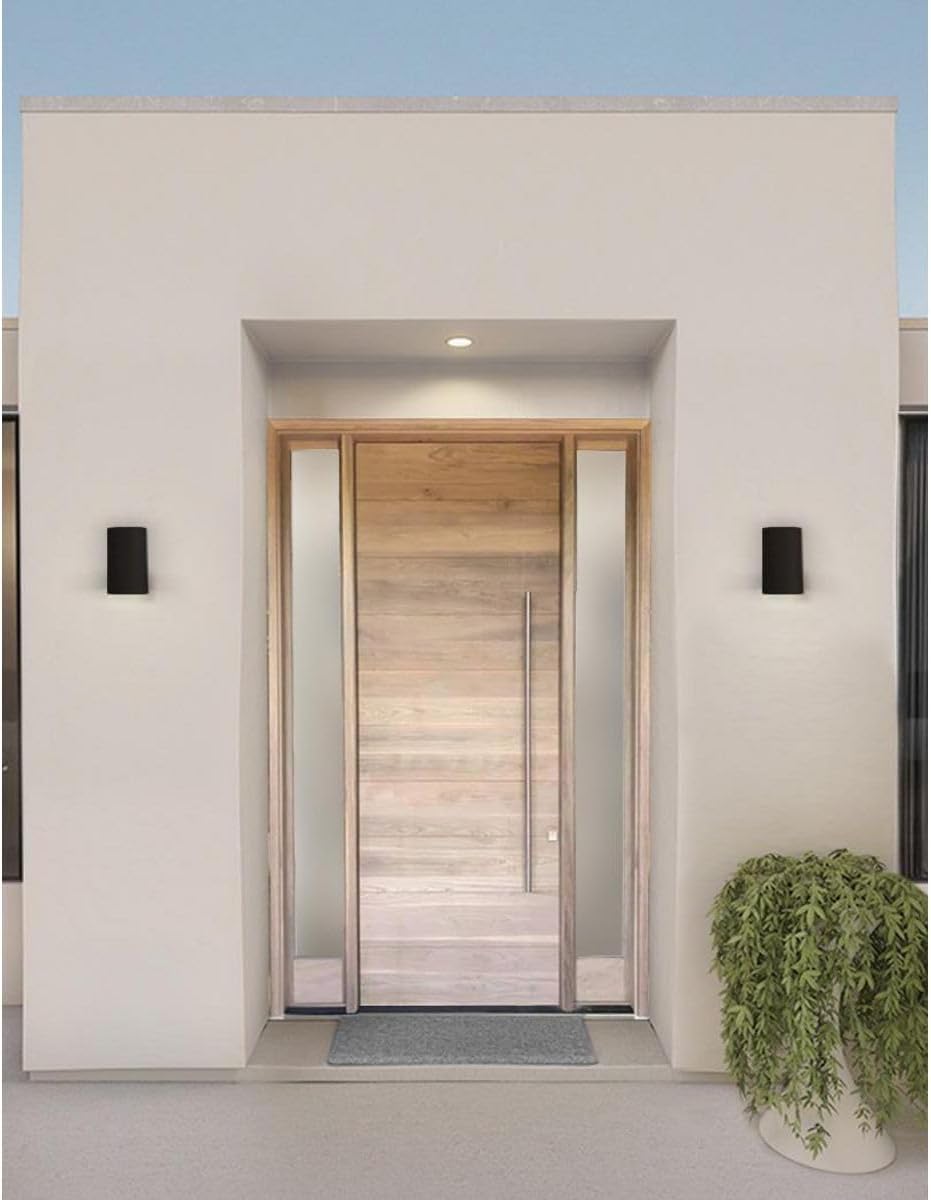 Aplique LED cilíndrico 5pulg aluminio negro exterior