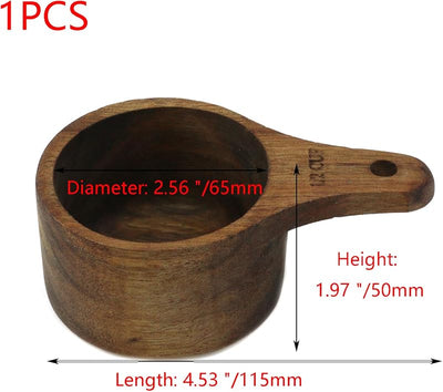 Taza medidora madera 1/2 taza cocina casera