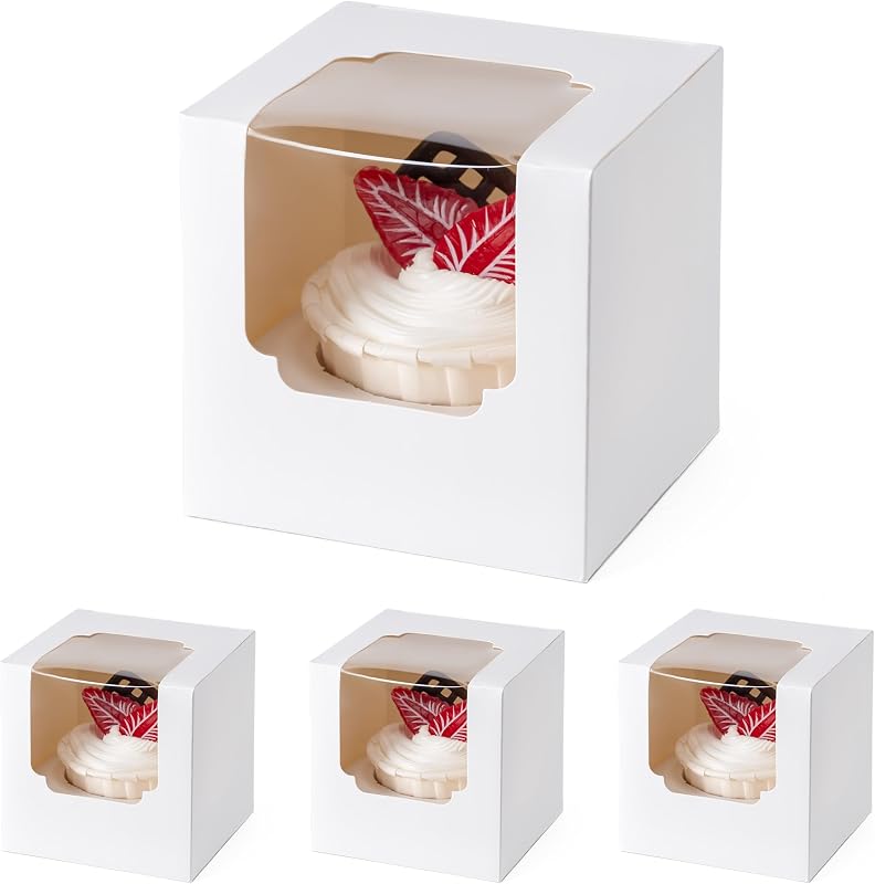 75 Cajas Cupcakes Ventana Alimenticio Portador Blanco