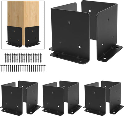Set 4 bases anclaje poste 6x6 soporte reforzado
