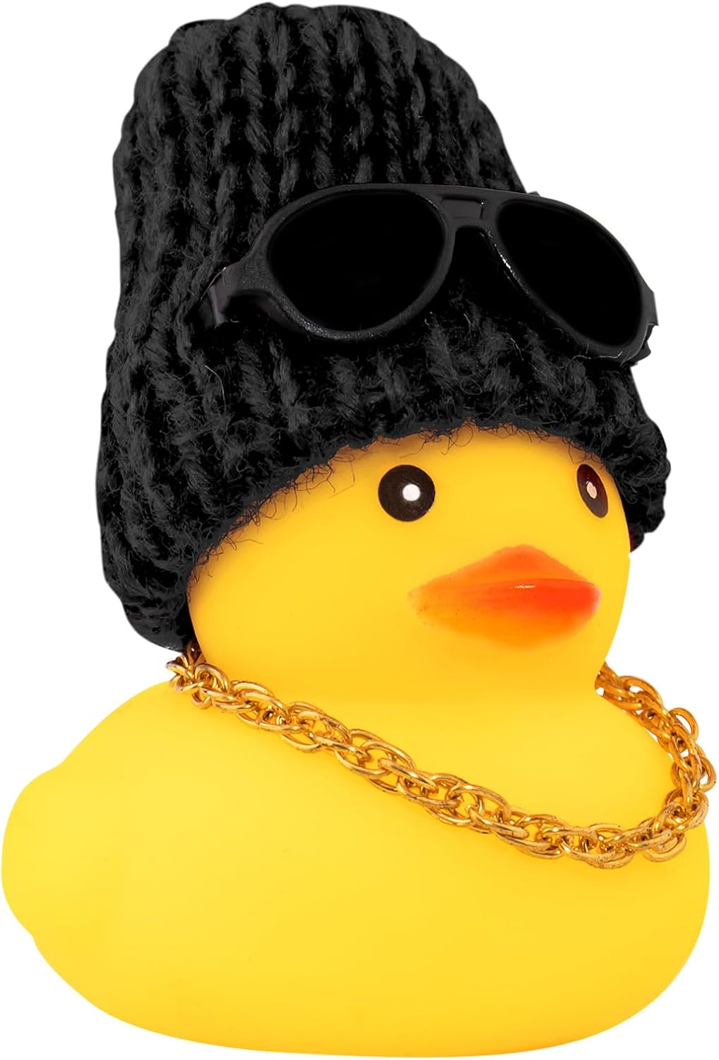 Pato goma automóvil decoración amarillo sombrero negro B-Duck
