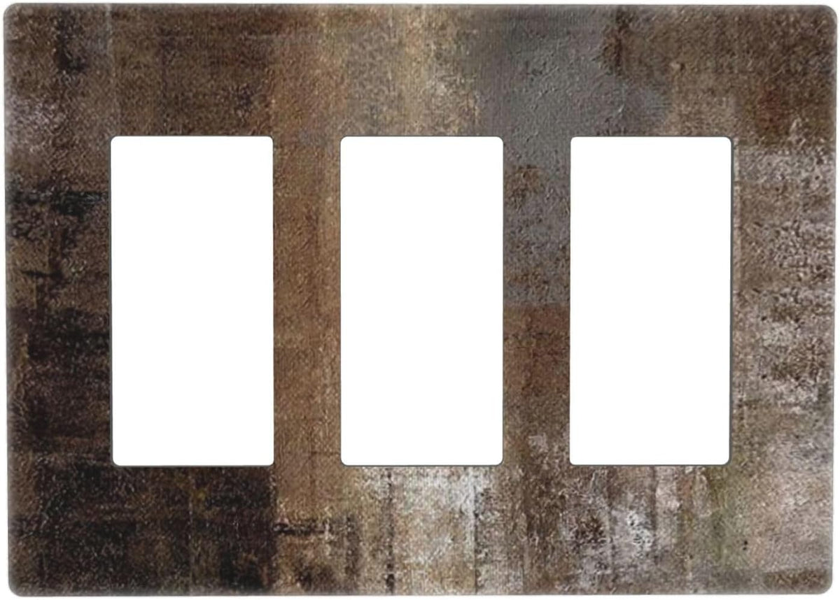 Placa interruptor decorativa 3 bandas marrón gris/blanco