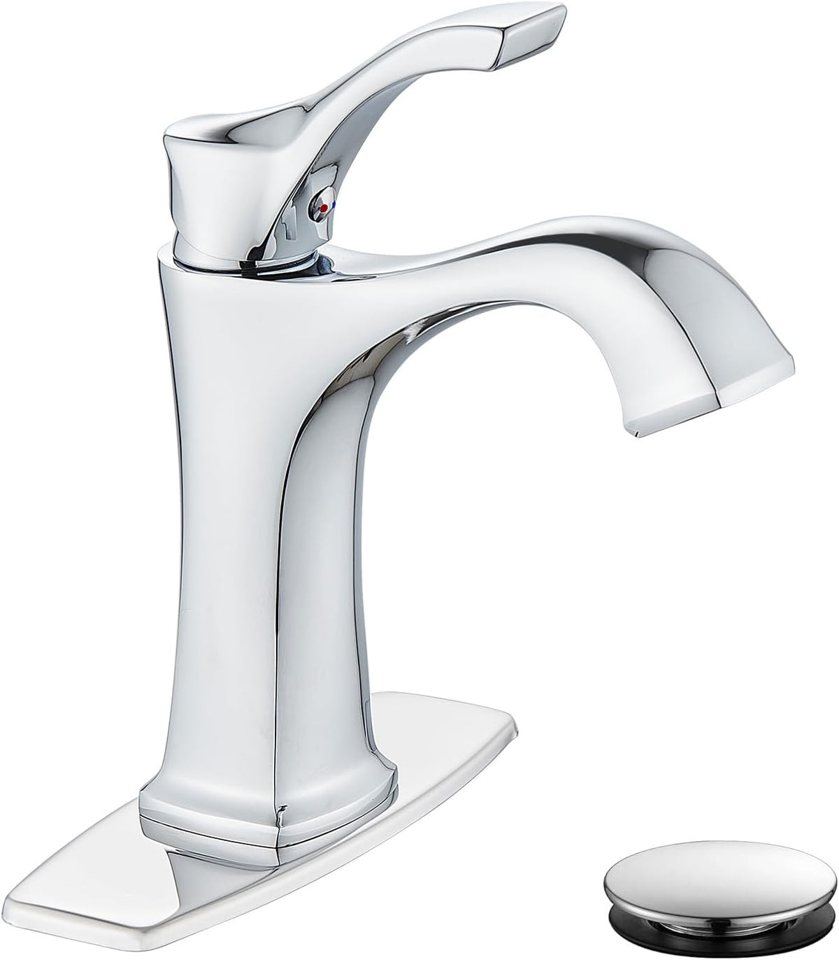 Grifo baño cromado una manija drenaje desplegable 4pulg