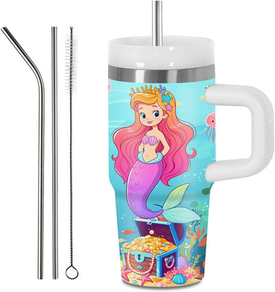Vaso sirena acero inox para niñas 14oz regalo cumpleaños