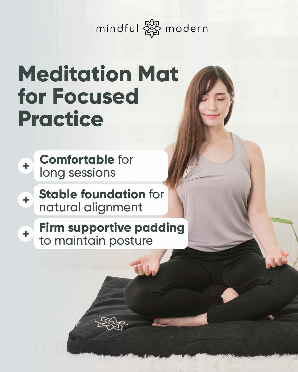 Tapete Meditación Relleno Algodón para Yoga y Sentarse
