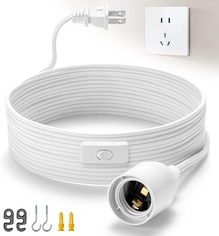 Cable luz colgante E26 con portalámparas 12ft interruptor