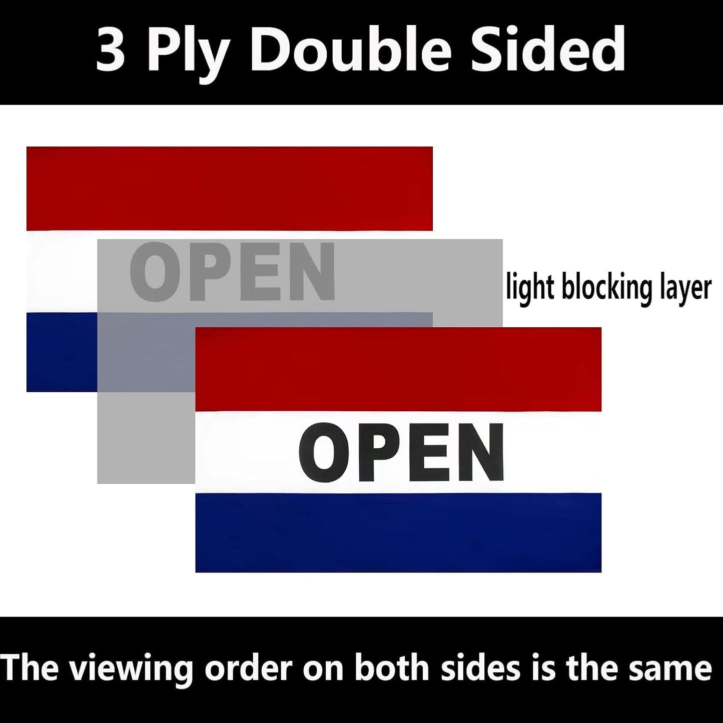 Bandera abierta 3x5 poliéster doble cara 3 capas