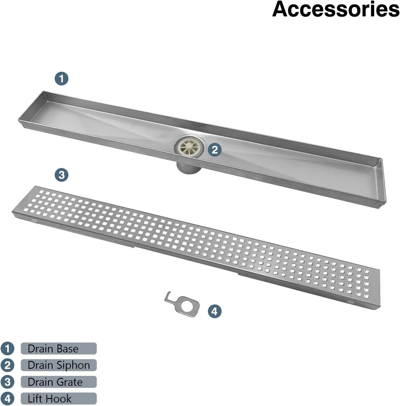Drenaje ducha lineal acero inox cepillado 18pulg