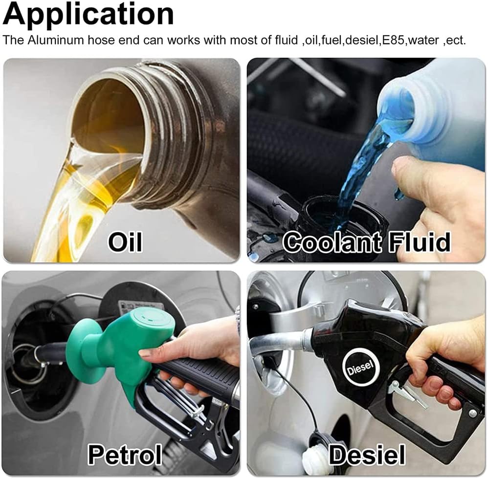 4 Pzas Adaptador AN6-6AN Manguera Combustible Negro
