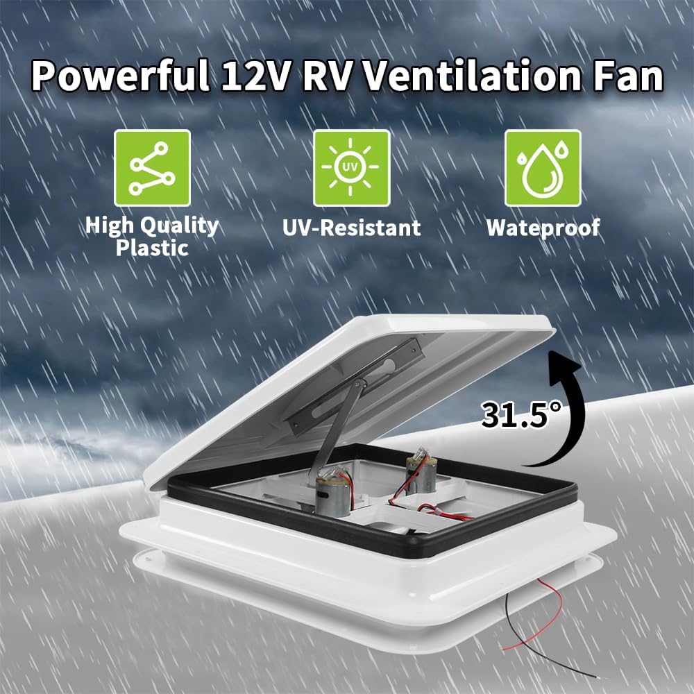 Rejilla ventilación techo 14" 12V aspas 6" tapa blanca