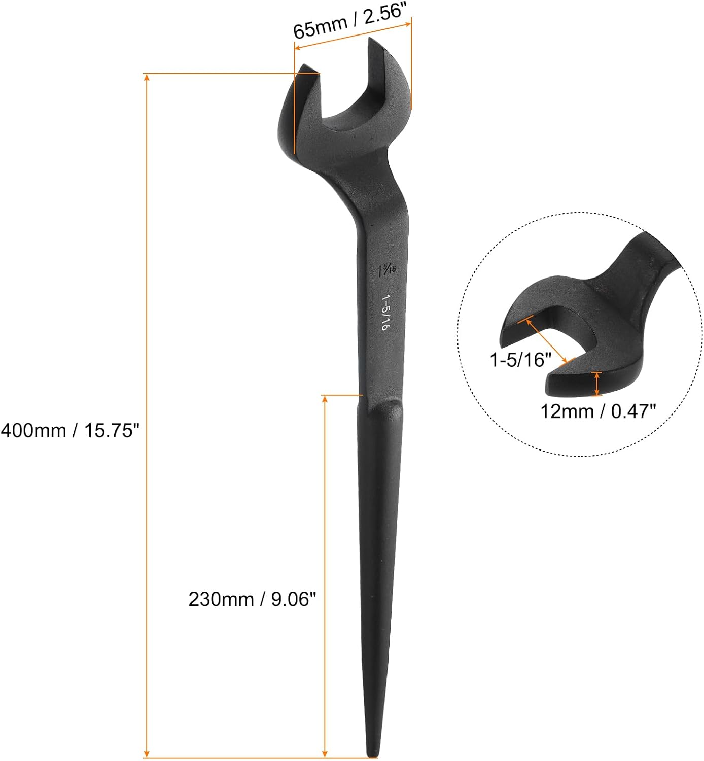 Llave inglesa SAE 1-5/16 pulg 15° mango 60°
