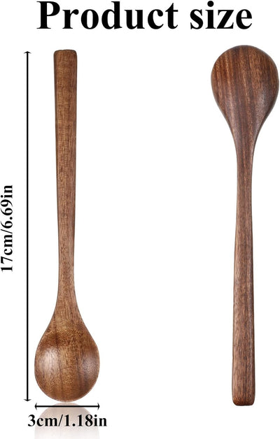 6 Cucharas Madera para Miel Té Café 6.7pulg