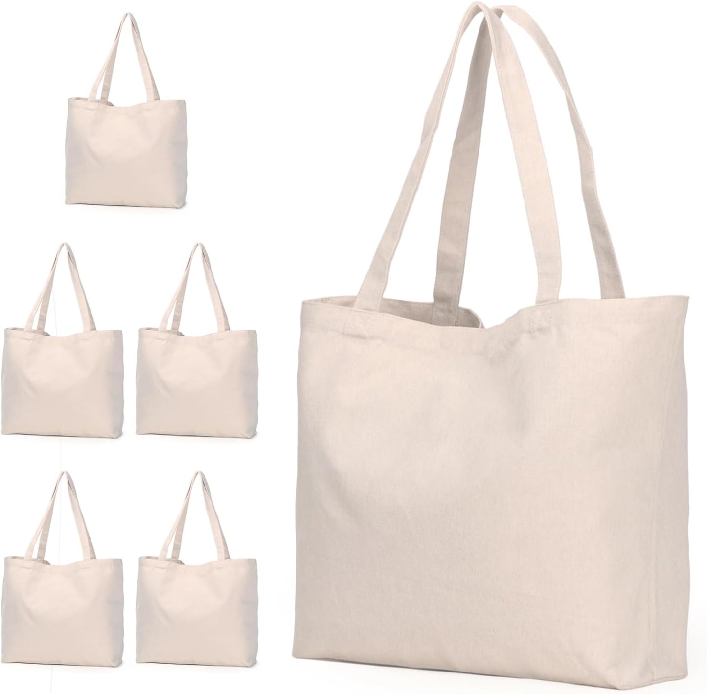 6 Bolsas Lona Resistentes 17x14" Asas Refuerzo Reutiliz.