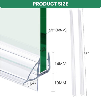 2 Sellos Inferiores Puerta Ducha 3/8x36pulg Vidrio PVC
