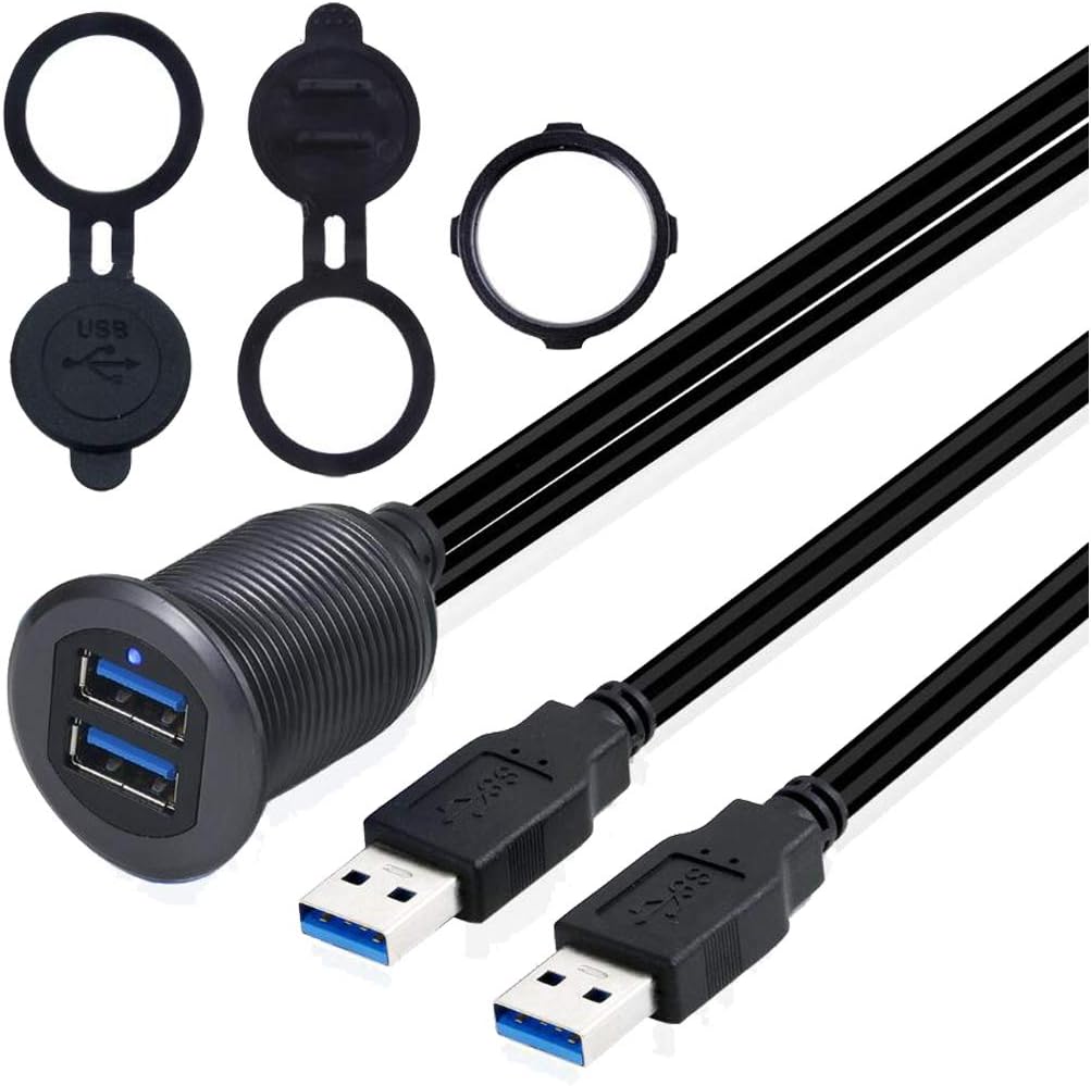 Cable USB 3.0 doble puerto coche 3.3pies