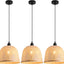 Lámpara colgante bambú ratán 11pulg pack 3 luces sala cocina