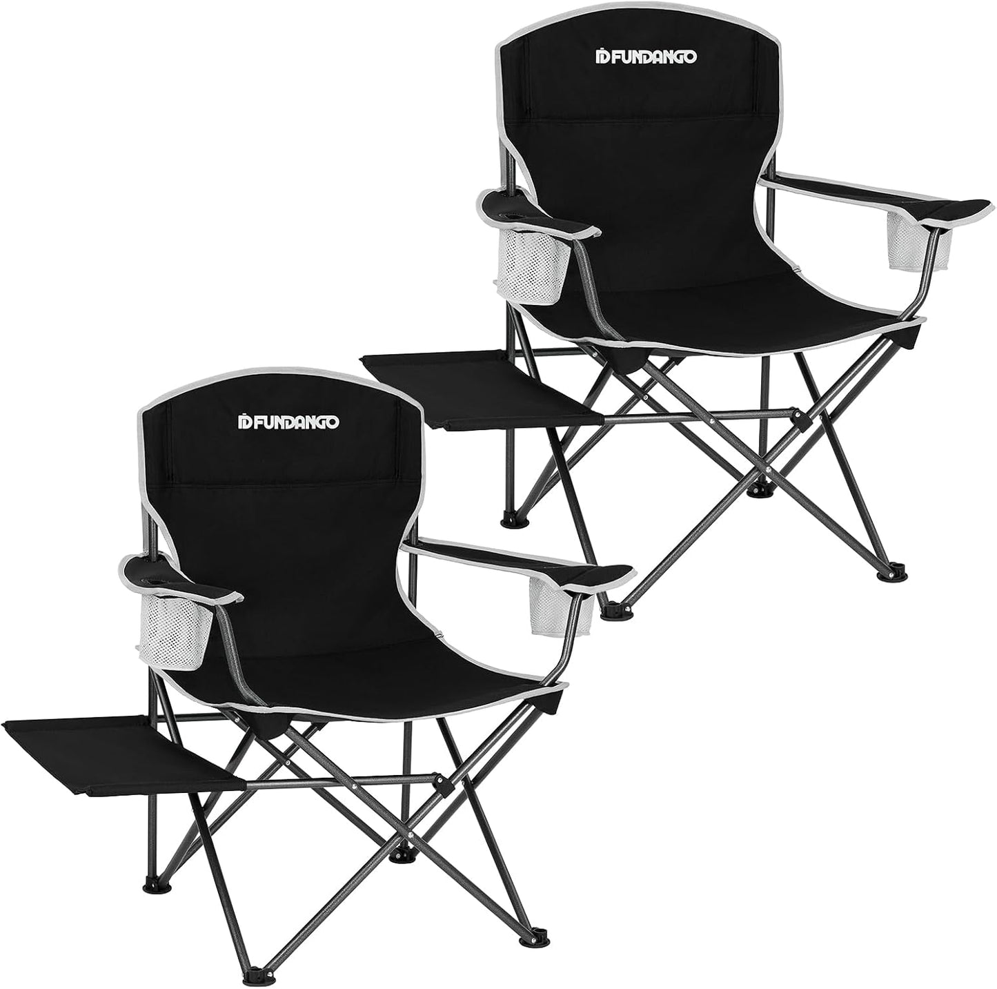 Silla camping acolchada plegable con respaldo y mesa