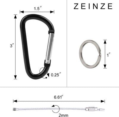 Clip mosquetón aluminio 3pulg anillo D resorte llavero camping
