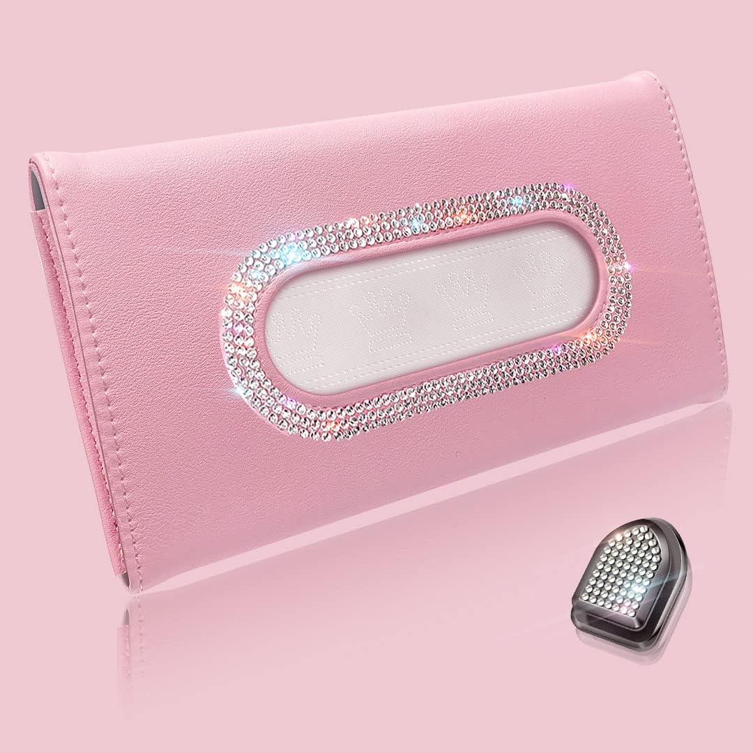 Soporte pañuelos visera auto con diamantes rosa