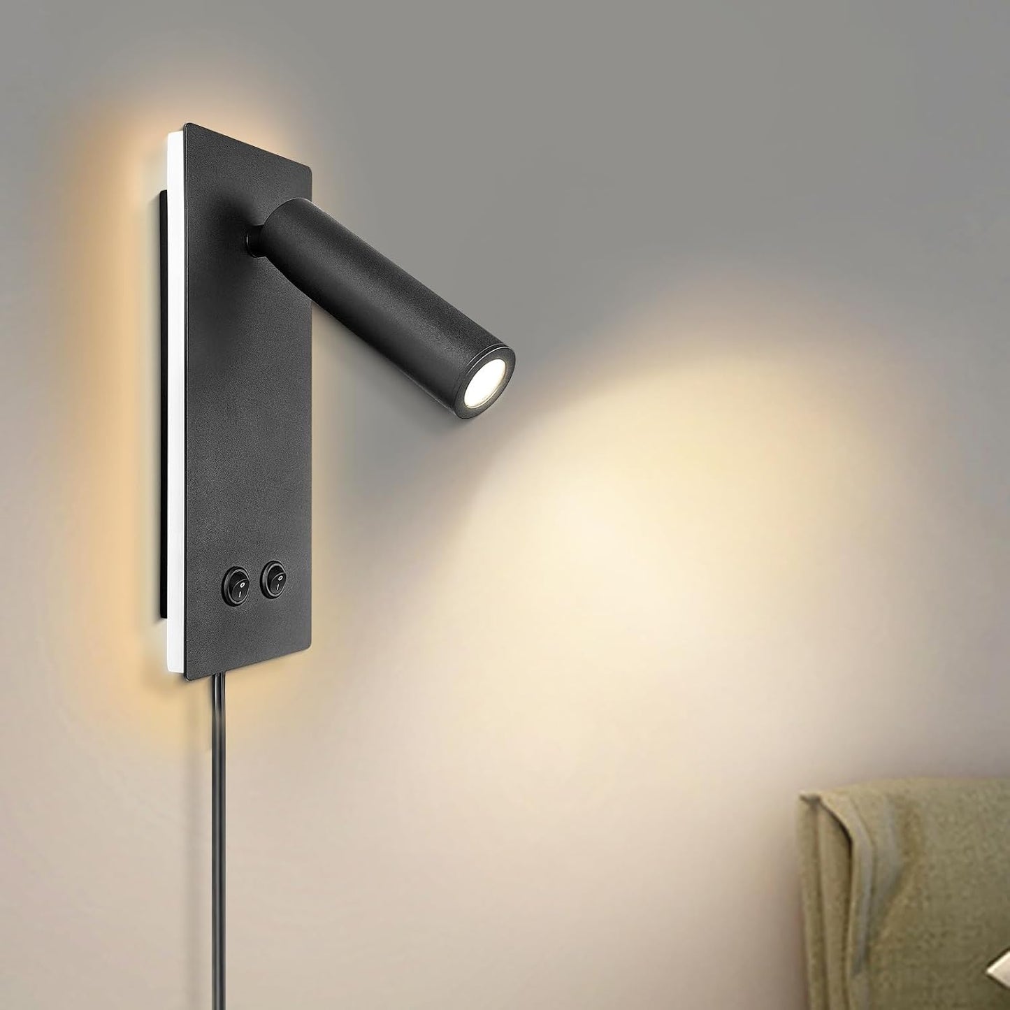Aplique LED luz dormitorio 2en1 enchufable 4W8W arena