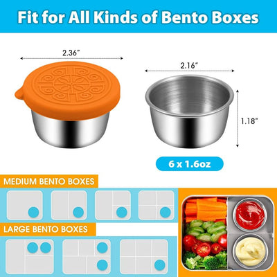 6 Pzas Recipientes Acero Inox 1.6oz con Tapa para Condimentos