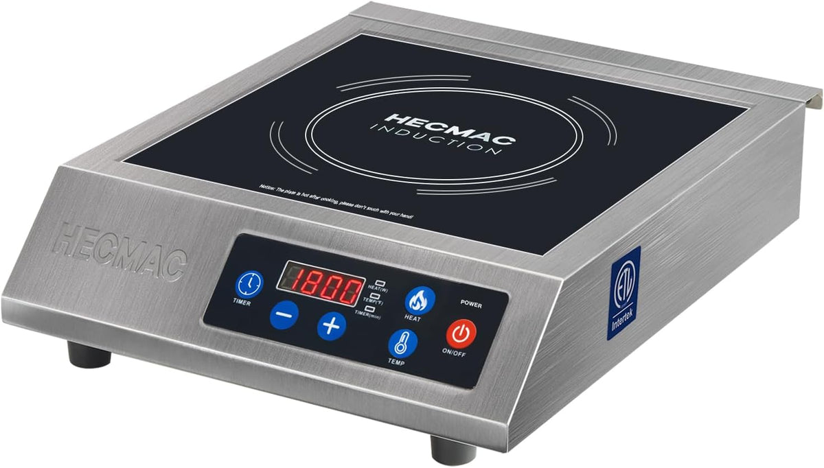 Placa inducción comercial 1800W acero inox 8pulg control temp