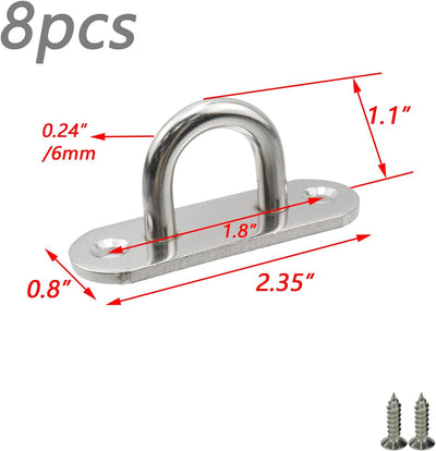 8 Ganchos Acero Inox para Columpios Plateados